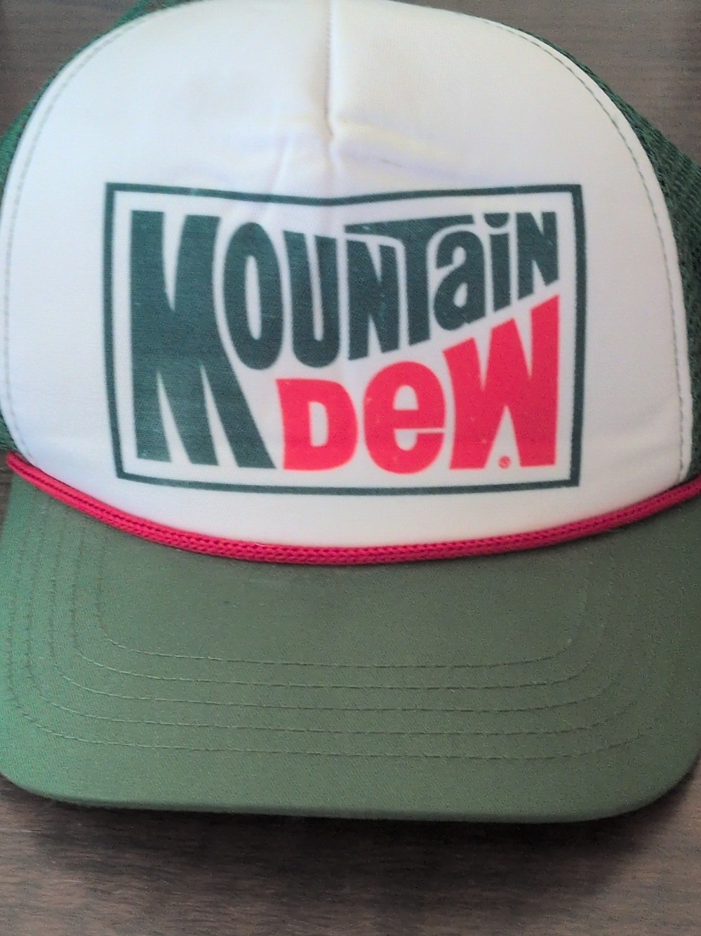 Mountain Dew Vintage Logo Trucker Hat - White & Green with Red Accent